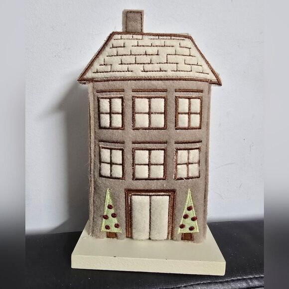 Set of two Wondershop Christmas Holiday Village Felt Wood House set - Picture 5 of 6